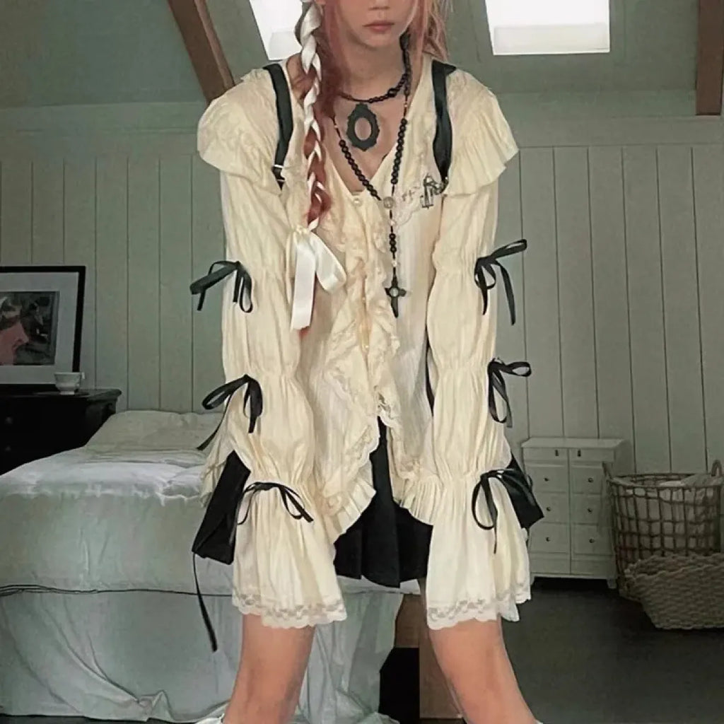 Gothic Lace Blouse – Irregular Harajuku Lolita Top