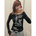 Graffiti Letter Print Crop Top: Y2K Aesthetic