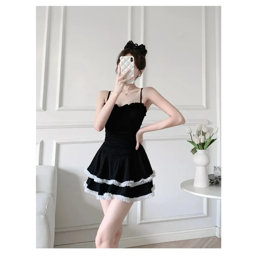 Halter Lace Swimsuit Dress – Ruffled Girly Slim Beachwear 2025