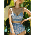 High Waist Bikini Set – Vintage Print Summer Swimwear