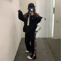Kawaii Bow Tracksuit – Striped Sweatshirt & Casual Pants