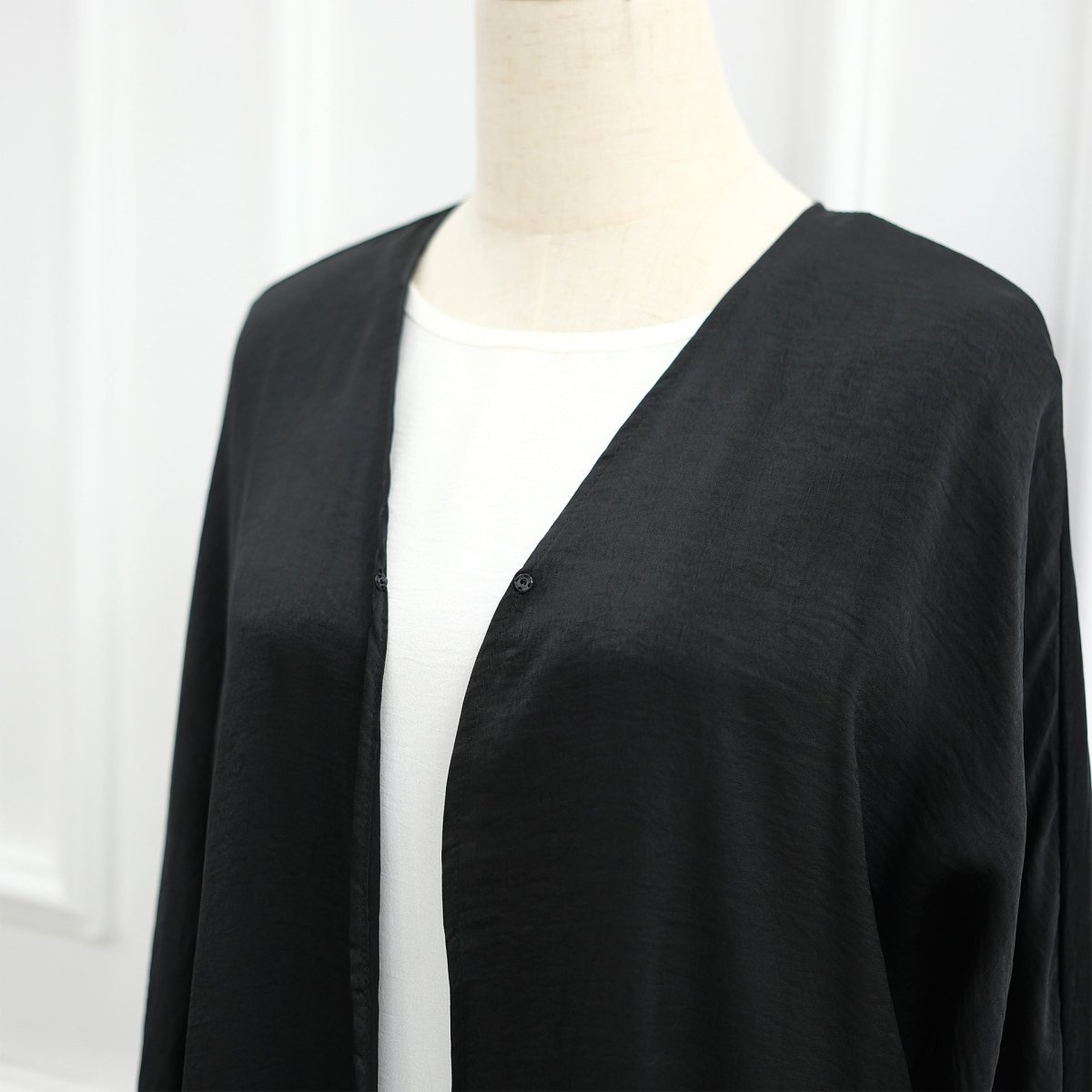 Lace Cuff Crinkle Open Abaya(MOA328)