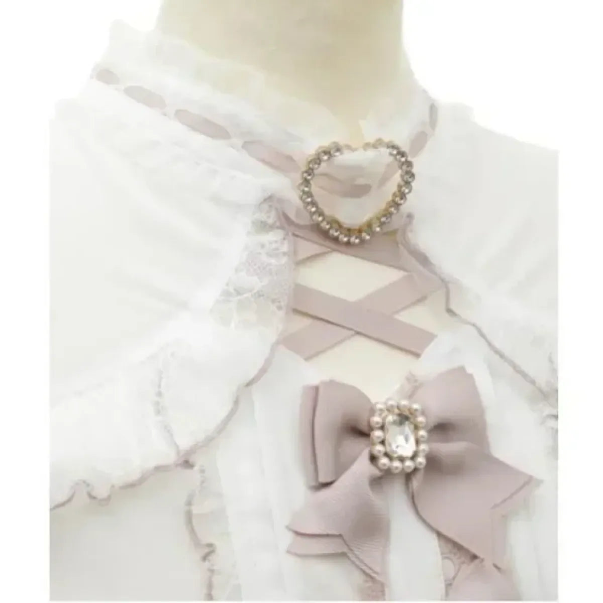 Kawaii Lace Patchwork Blouse – Y2K Off Shoulder Bow JK Shirt