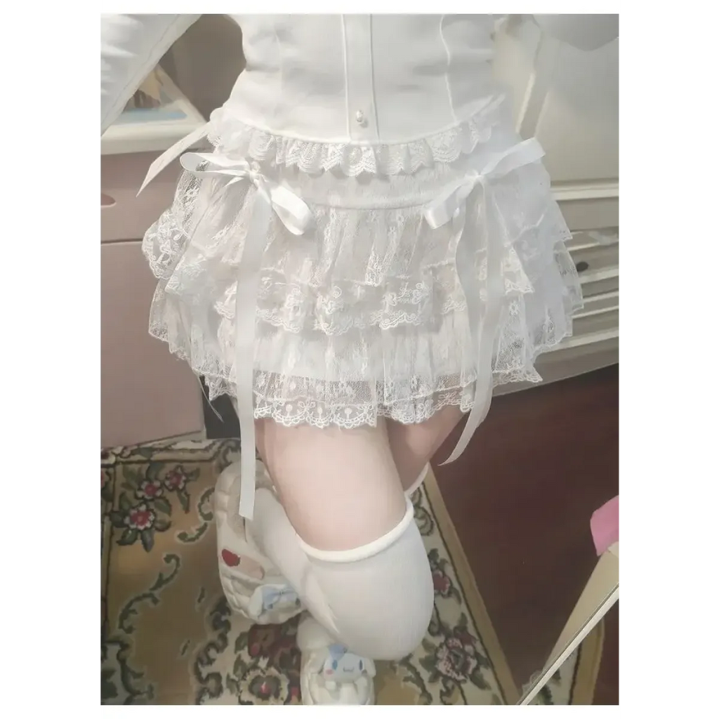 Lace Tiered Mini Skirt – Kawaii Sweet Lolita High Waist