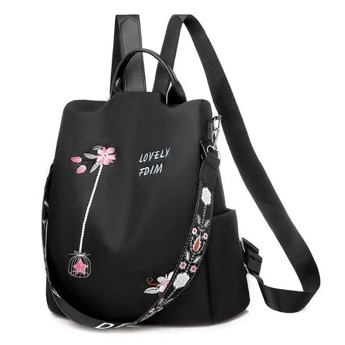 Cloth Backpack Female Embroidery Backpack Bag Nylon Anti-Theft Waterproof Women's Backpack Fashionable Anti-theft Women Backpacks Nice Print School Bag High Quality Large Capacity Backpack (