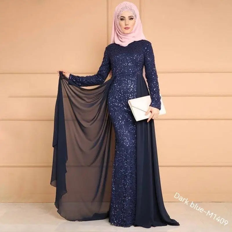 Noble Elegant Slim Purple Sequined Evening Gown