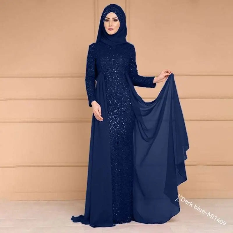 Noble Elegant Slim Purple Sequined Evening Gown