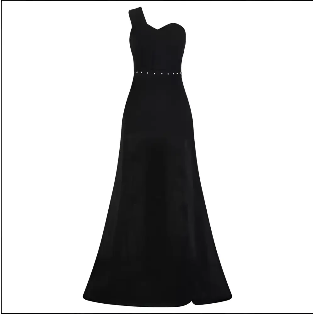 One Shoulder Sleeveless Bronzing Split Dress