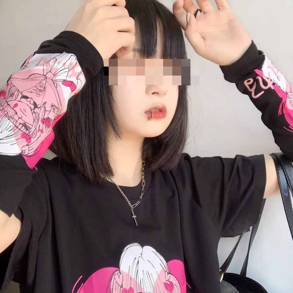 Pink Drip Anime Heart Tee