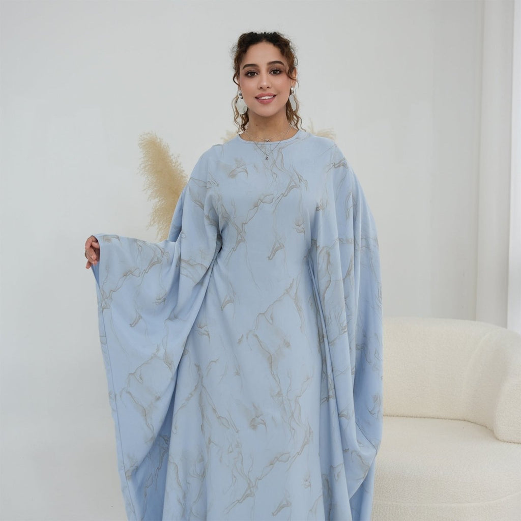 Print Batwing Sleeve Maxi Dress(MA446)