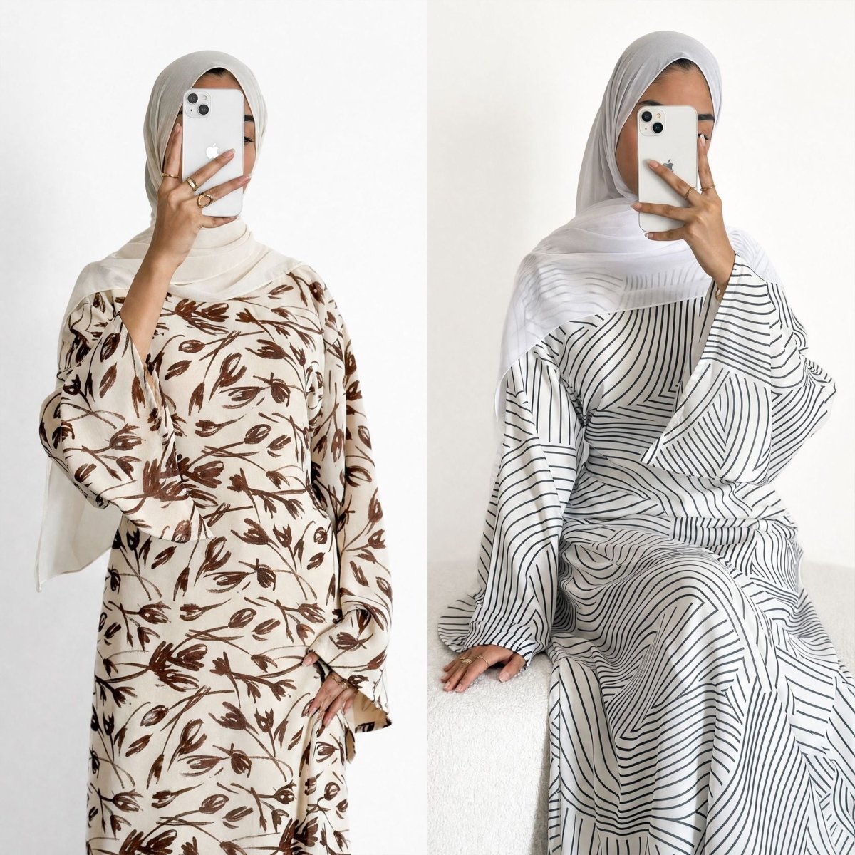Printed Washed-Crinkle Bell Sleeve Maxi Dress(MS474)