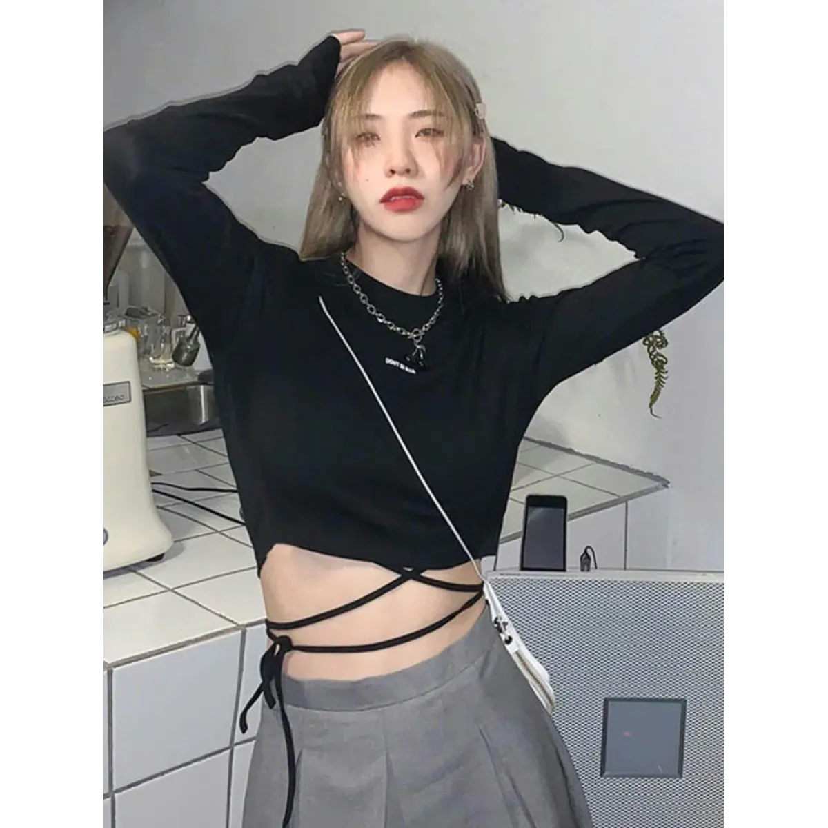 Sexy Crop Long Sleeve T-Shirt