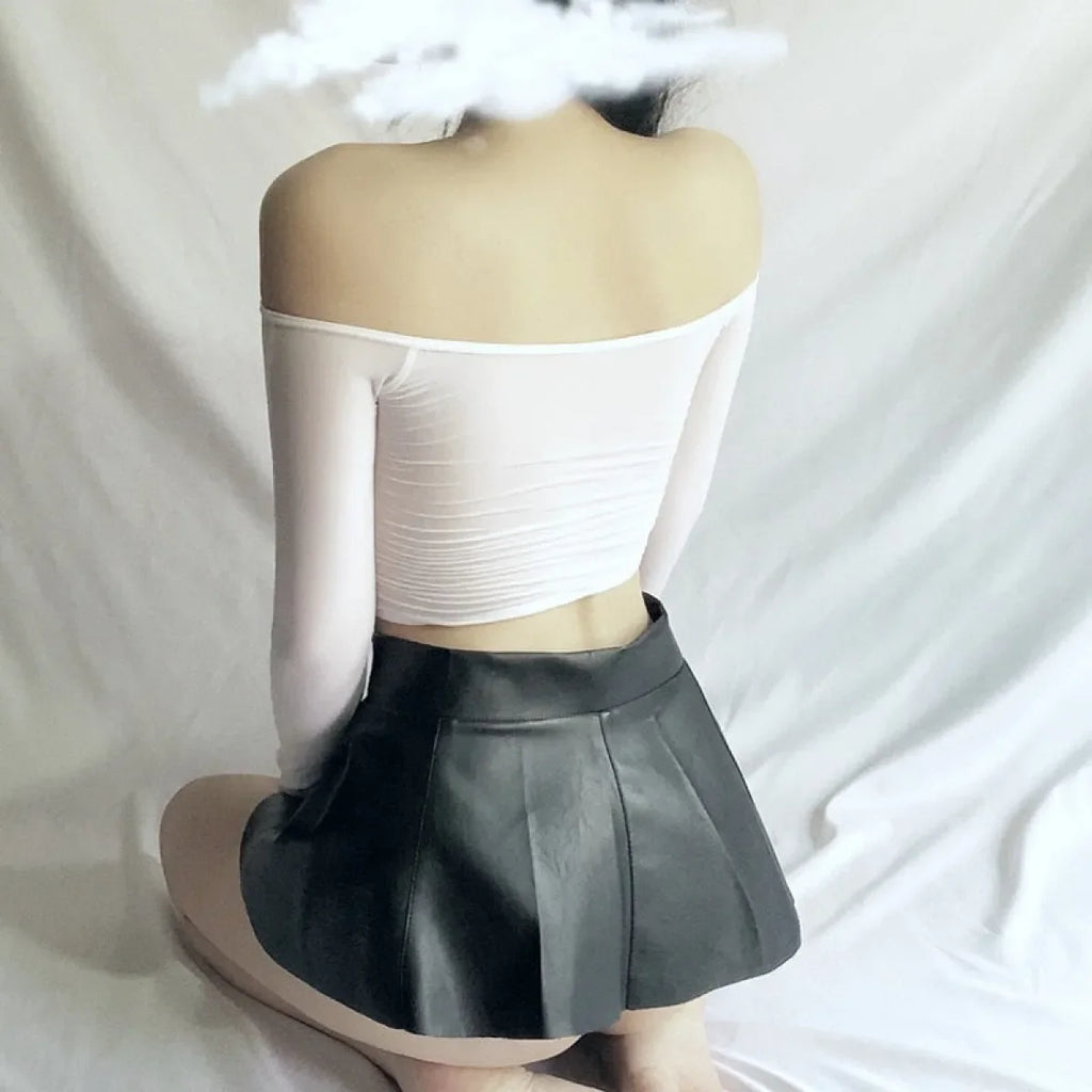 Super Mini Pleated PU Leather Skirt