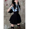 Preppy Style Two-Piece School Uniform Set - Corset Shirt and Pleated Skirt