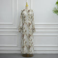 Watercolour Print Double-Layer Flared-Sleeve Maxi Dress(MS479)