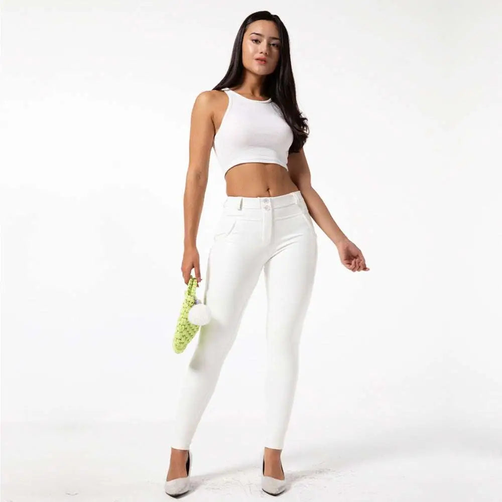 White PU Leather High Waisted Skinny Pants