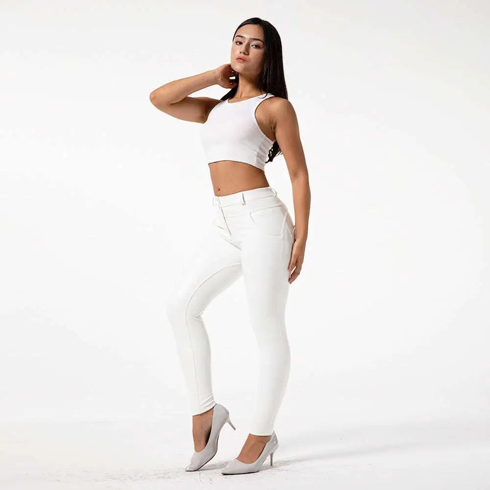 White PU Leather High Waisted Skinny Pants