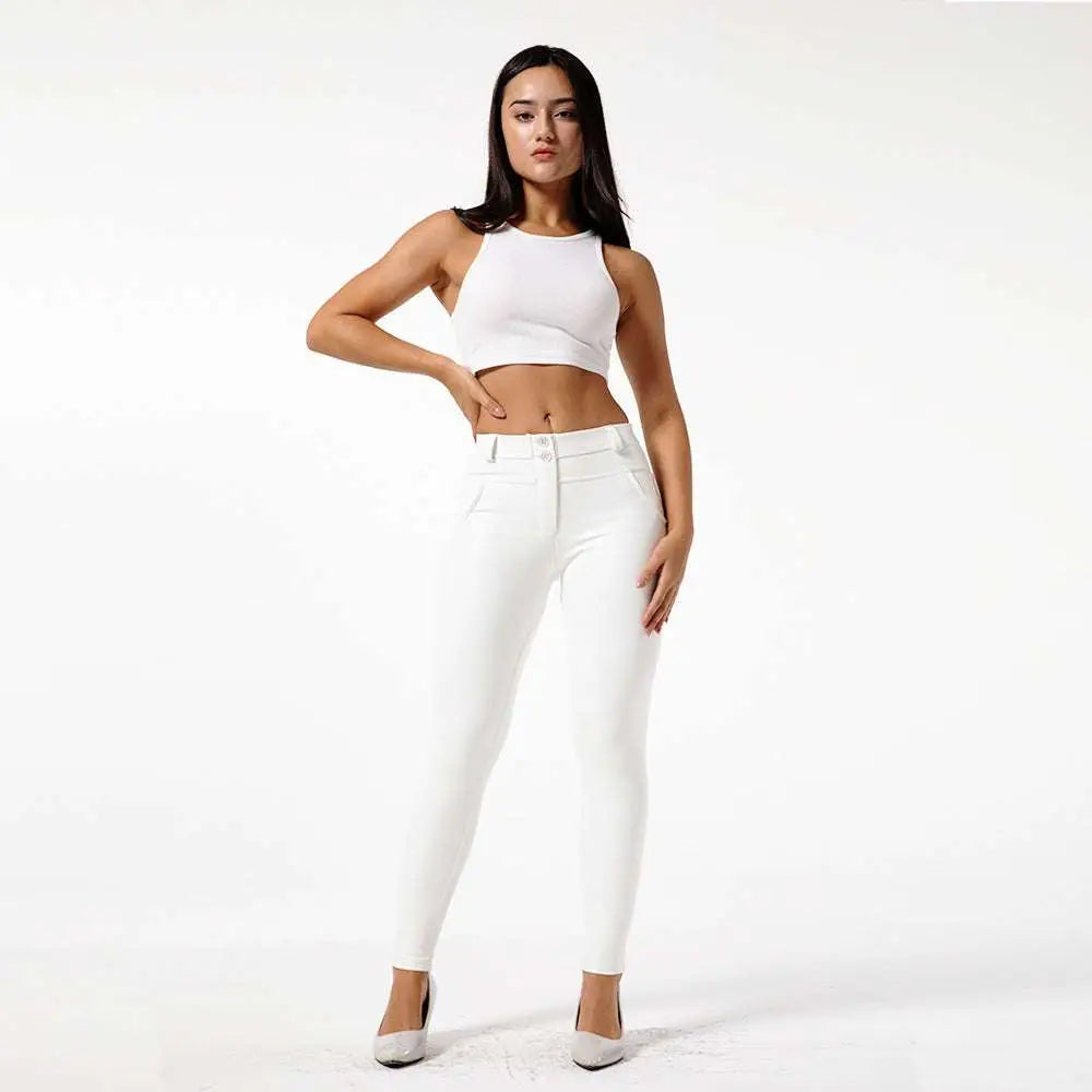 White PU Leather High Waisted Skinny Pants