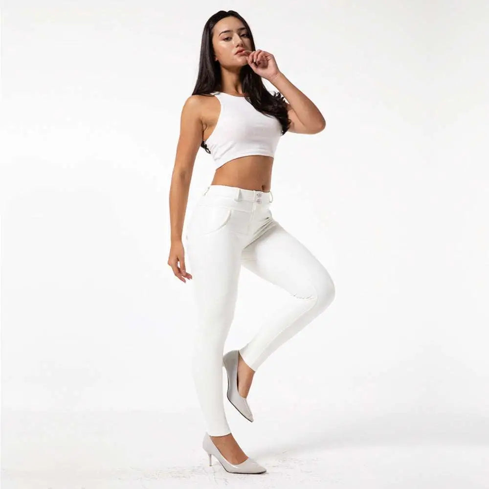 White PU Leather High Waisted Skinny Pants