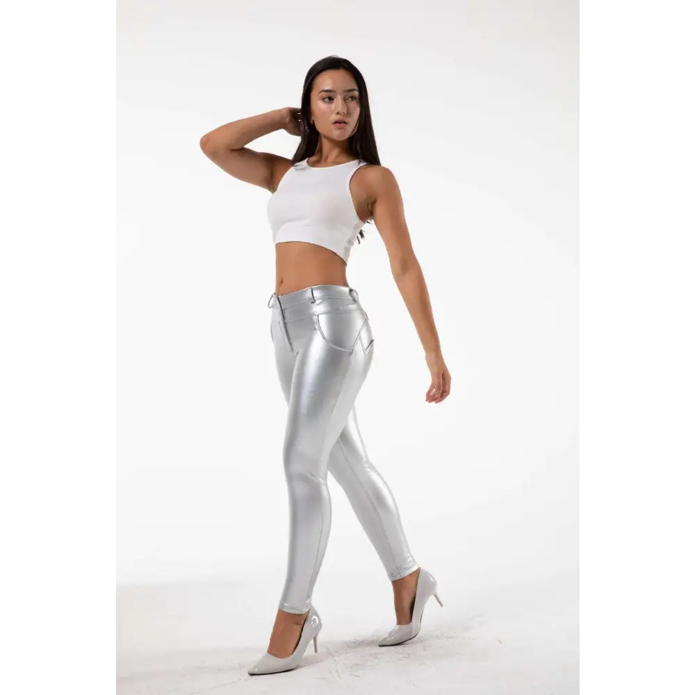 White PU Leather High Waisted Skinny Pants
