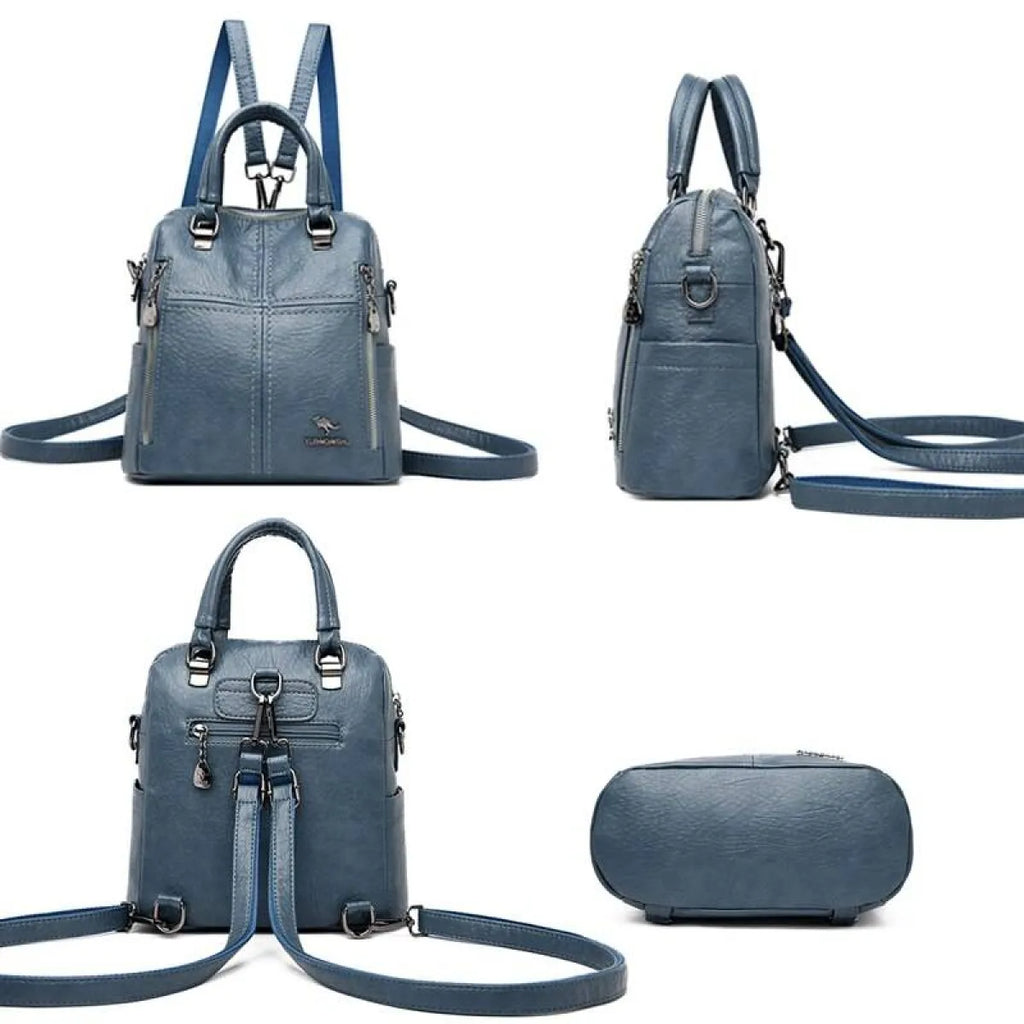 Women's Leather Shoulder Backpack