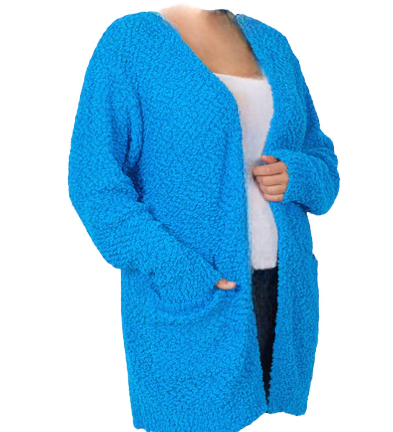 Women's Plus Size Dee Blue Popcorn Cardigan